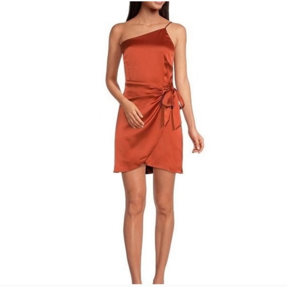 Elegant One-Shoulder Rust Dress